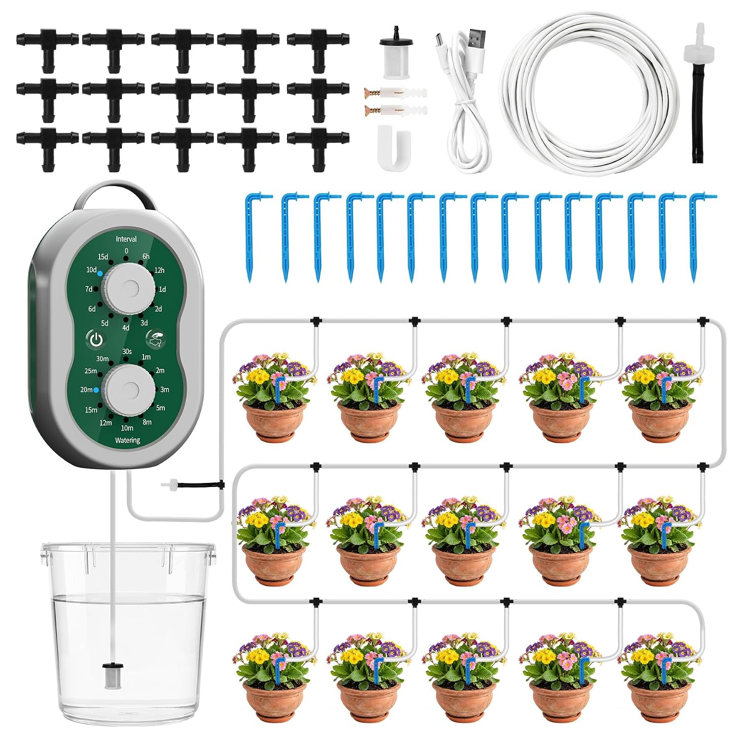 Kit d'arrosage goutte à goutte: rechargeable