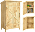 Abri de Jardin en Bois Outsunny 63,5x40x90 cm avec Étagères et Porte Grange, Toit Galvanisé