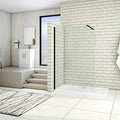 Paroi de Douche Italienne 80x200cm Noire Mat en Verre 8mm Anticalcaire avec Barre de Fixation 90cm