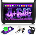 Autoradio Android 4G+64G pour Volkswagen Polo 2008-2020, Écran Tactile 9'' avec Carplay, Android Auto, GPS et Bluetooth 5.0